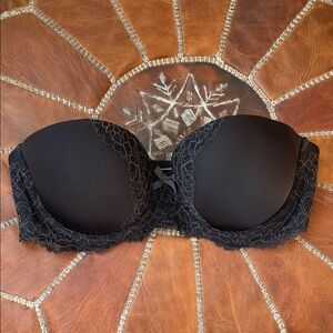 Victoria's Secret Black Lace Strapless Bra